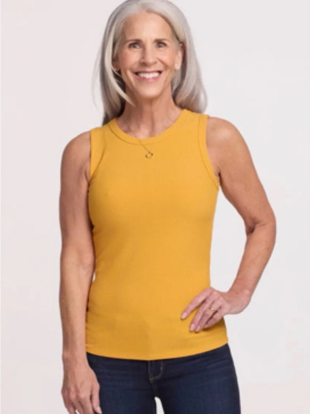 WOOLX Raegan Ribbed Tank Top - Marigold - Picture 1 of 3